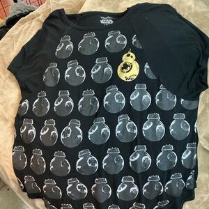 Star Wars Disney Parks Black and Silver Drone shirt with Gold Accent M